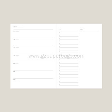Undated Weekly Planner for Luxury A5 Notebook